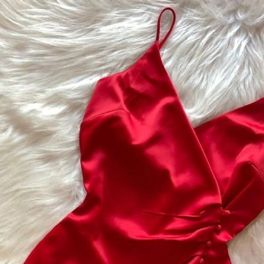 Red silky dress
